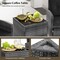 5 Piece Patio Set PE Rattan Chairs Ottomans Glass Table Outdoor Furniture Black Cushion